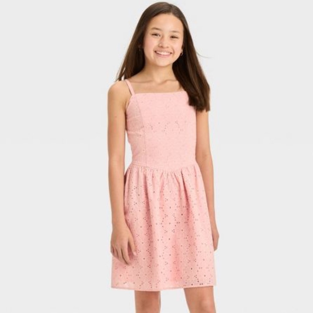 Girls' Cami Strap Back Cut Out Woven Dress - art class™ Pink XL NWT